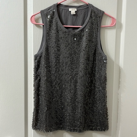 NWOT J Crew Sparkly Sequin Shell Tank Top Crew Neck Sleeveless Blouse Grey Small - Picture 3 of 10